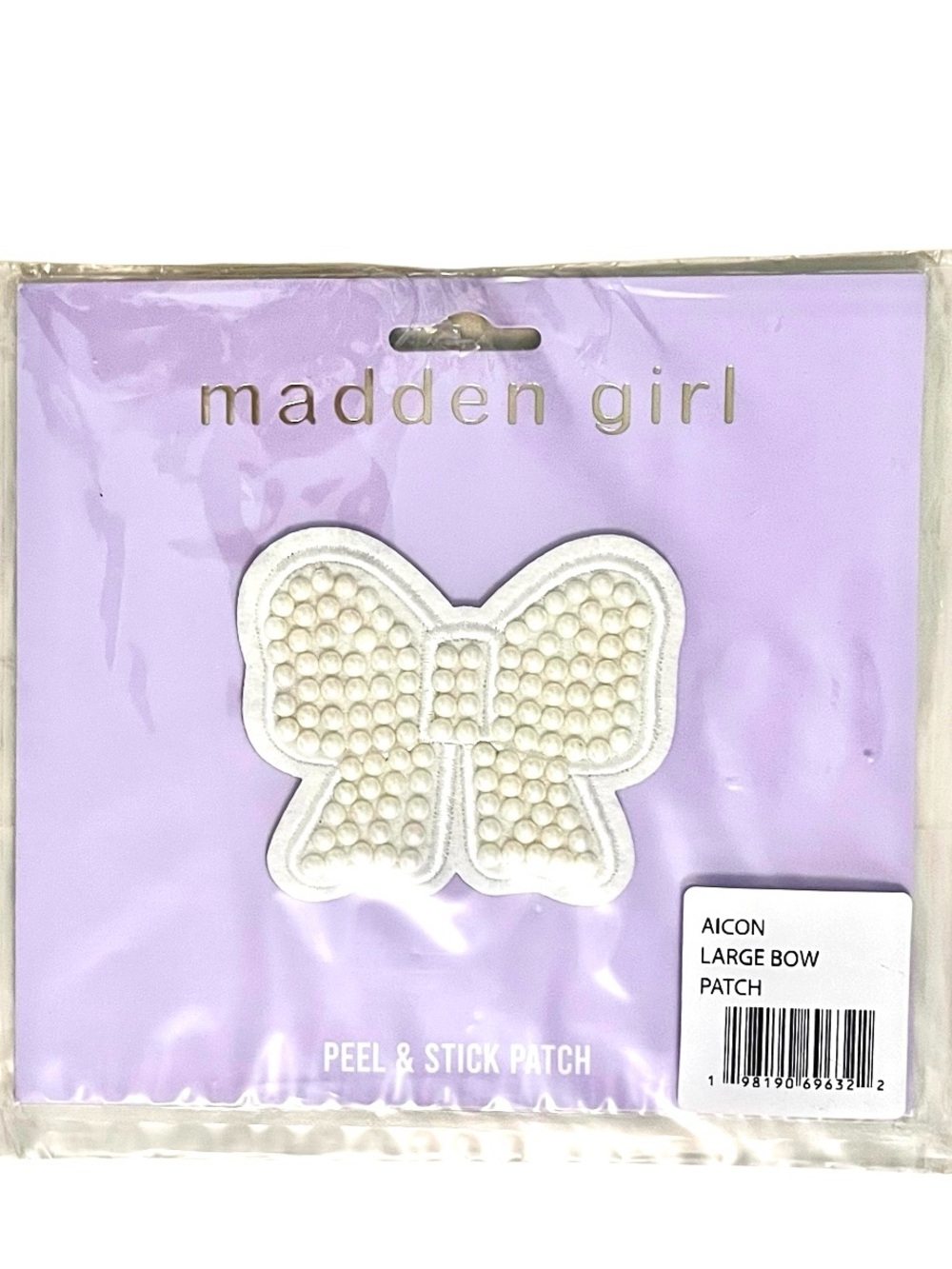 Madden Girl Large Bow Peel & Stick Patch | White Pearl Coquette Bow